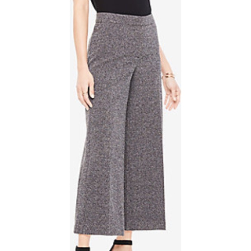 Ann Taylor Gray Marled Knit Wide Leg Crop Pants